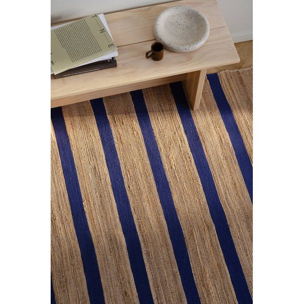 Plavi/u prirodnoj boji ručno rađen tepih od mješavine jute 200x300 cm Otti – Jotex-image-1