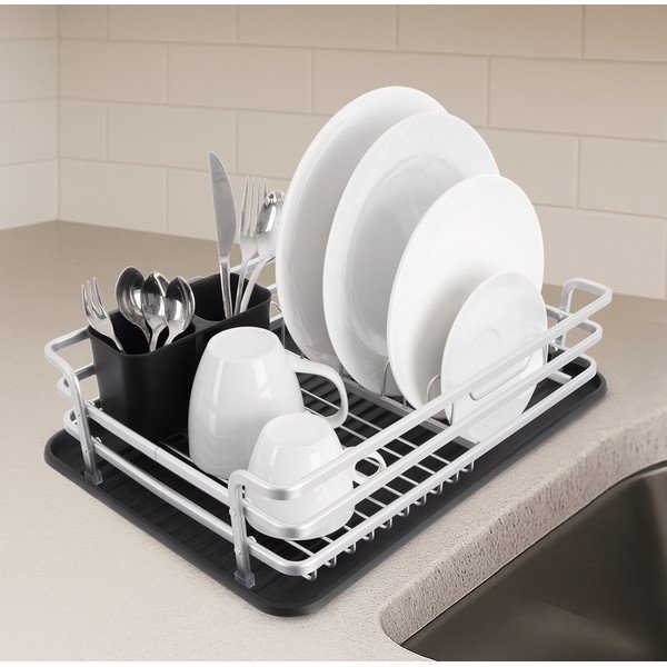 Crno-bijeli metalni ocjeđivač za posuđe 43x32 cm Deluxe – Orion-image-1