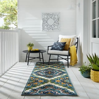 Plavi vanjski tepih 80x230 cm Beach Floral – Flair Rugs