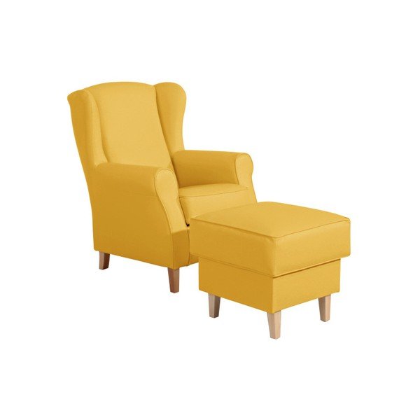 Žuta taburea od imitacije kože Max Winzer Lorris Corn-image-1