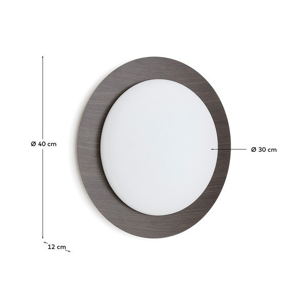 Tamno smeđa metalna LED zidna lampa ø 40 cm Novae – Kave Home-image-4