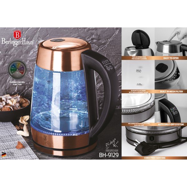 Kuhalo za vodu 1,7 l Rosegold Metallic Line - BerlingerHaus-image-4