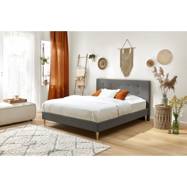 Tamno sivi bračni krevet Bobochic Paris Rory Light, 180 x 200 cm-image-3