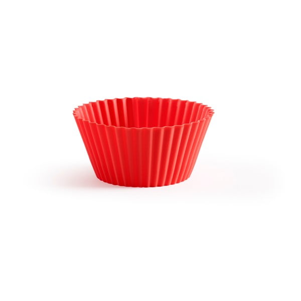 Set od 6 crvenih silikonskih čašica za muffine Lékué Single, ⌀ 7 cm