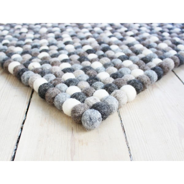 Sivo-bijeli tepih od vunenih pompona Wooldot Ball Rugs, 100 x 150 cm