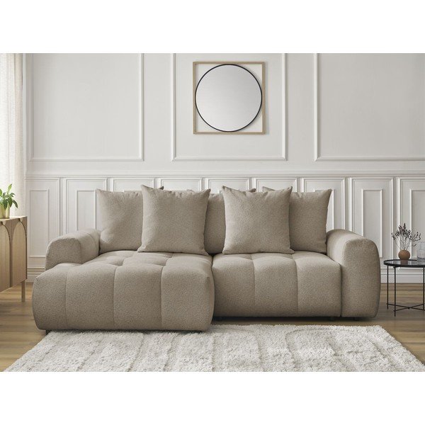 Bež sklopiva/s prostorom za odlaganje kutna garnitura od šenila (s lijevim kutom/s ležaljkom) Roxelane – Bobochic Paris-image-1