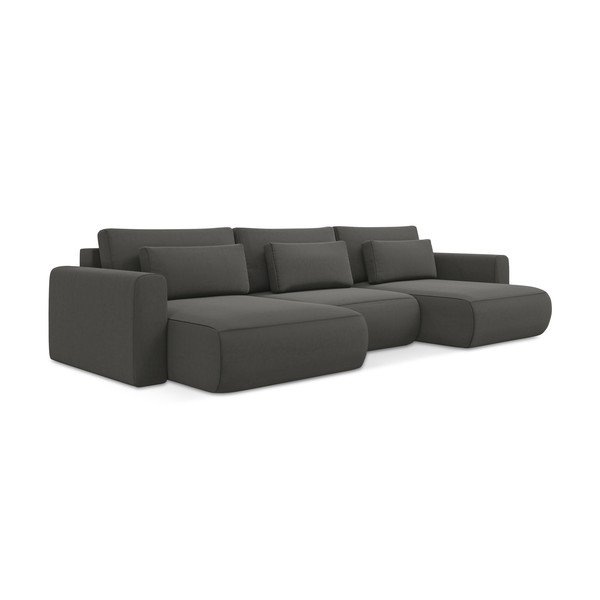 Tamno siva baršunasti sklopiva/s prostorom za odlaganje kutna garnitura (u obliku slova "U") Kapua – Makamii-image-1