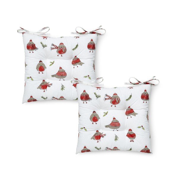 Jastuci za sjedenje u setu 2 kom s božićnim motivom 40x40 cm Christmas Robins – Catherine Lansfield