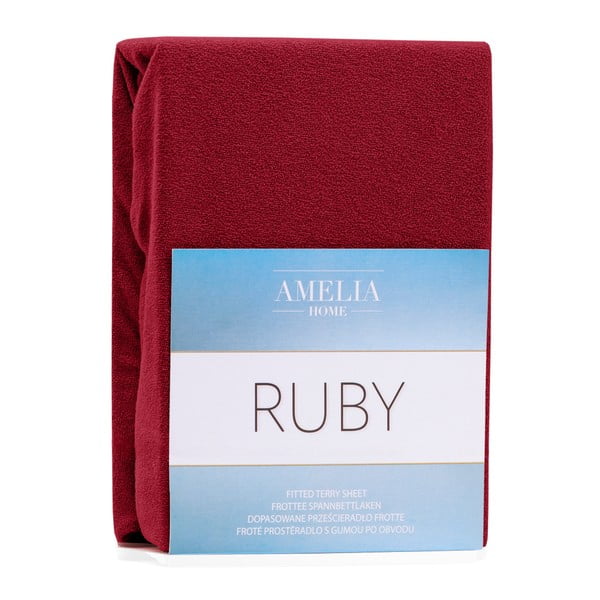 Tamnocrvena elastična plahta AmeliaHome Ruby Siesta, 200/220 x 200 cm-image-1