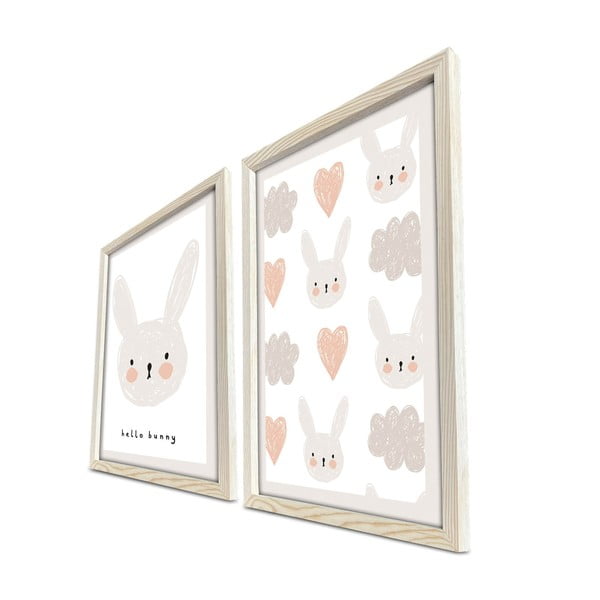 Dječje slike u setu od 2 kom 38x53 cm Hello Bunny - Wallity-image-2