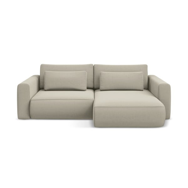 Bež baršunasti sklopiva/s prostorom za odlaganje kutna garnitura (s desnim kutom/s ležaljkom) Kapua – Makamii