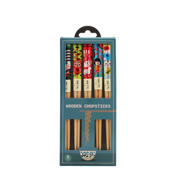 Drven set štapića za jelo 5 kom u prirodnoj boji Japanese Heritage – Rex London-image-3