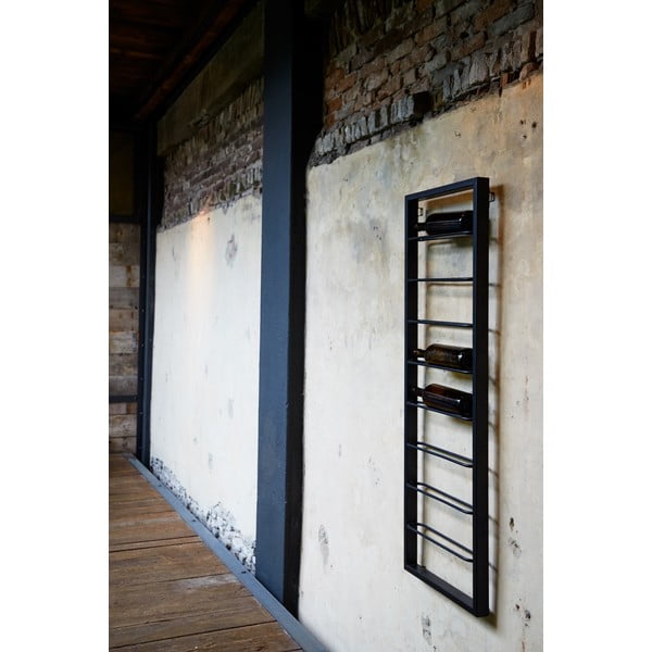 Crni zidni metalni držač za boce vina 42x120x6 cm Macaben – Light & Living-image-1