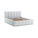 Svijetlo sivi tapecirani bračni krevet s prostorom za pohranu s podnicom 160x200 cm Lupine – Micadoni 