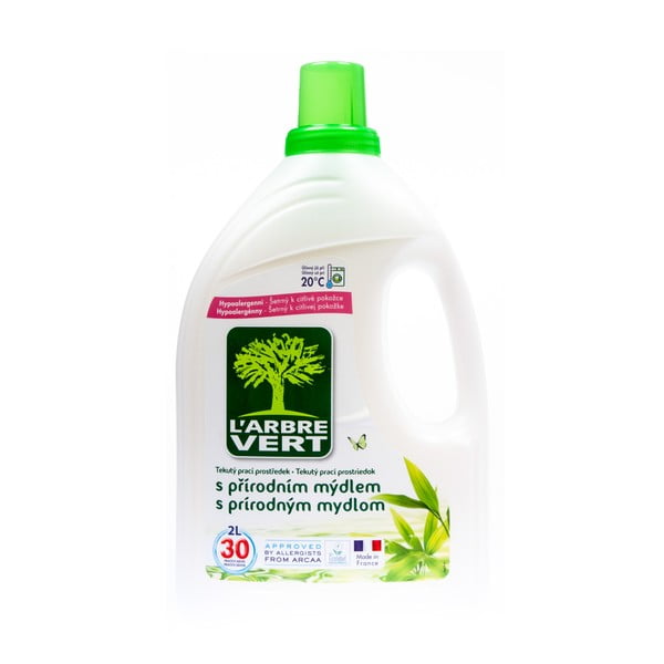 Ekološki gel za pranje s prirodnim sapunom, L´Arbre Vert, 2 l (30 pranja)