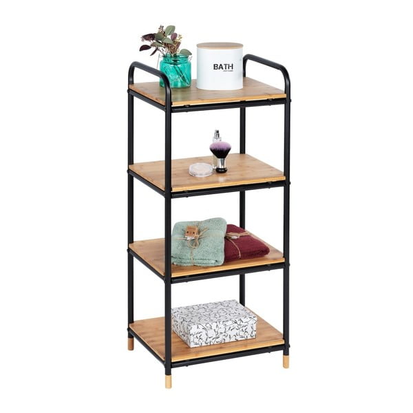 Crna/u prirodnoj boji metalna kupaonska polica 42x94,5 cm Loft – Wenko-image-2