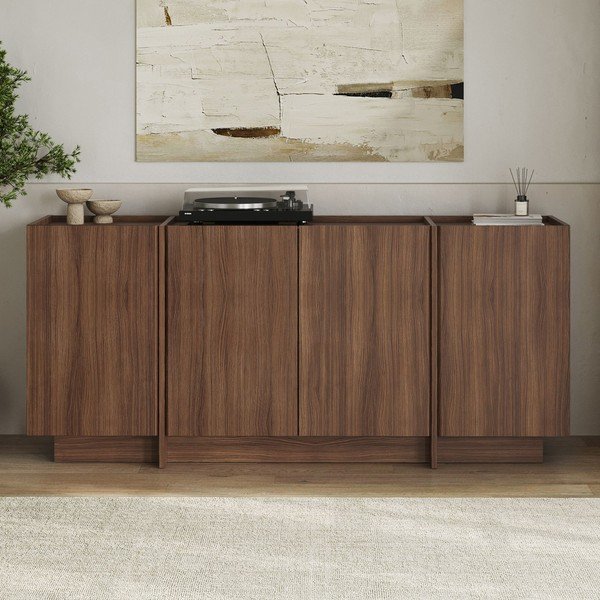 Komoda u dekoru oraha s rupom za kabele u tamnoj prirodnoj boji 180x80x45 cm Dorma – Kalune Design-image-1