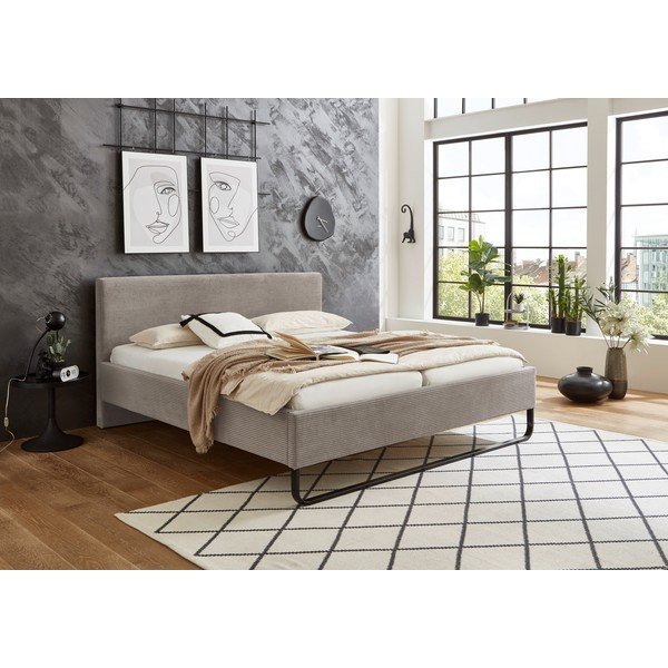 Sivi/smeđi tapecirani bračni krevet bez podnice 180x200 cm Swing – Meise Möbel-image-1