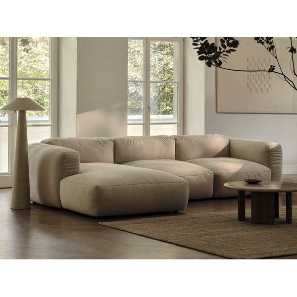 Tamno plava baršunasti kutna garnitura (s desnim kutom/s ležaljkom) Martina – Micadoni -image-1