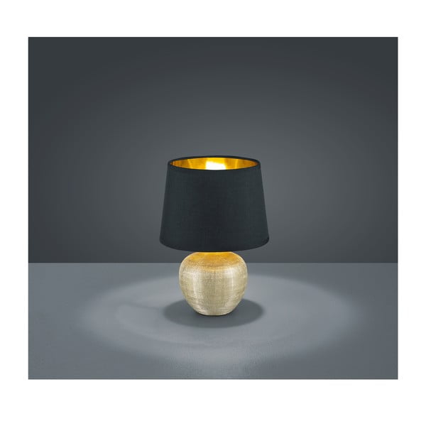 Crna stolna svjetiljka od keramike i tkanine Reality Luxor, visina 26 cm-image-1