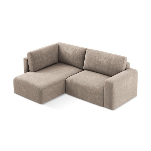 Bež sklopiva/s prostorom za odlaganje kutna garnitura od šenila (s lijevim kutom/u obliku slova L) Kona – Makamii-image-3