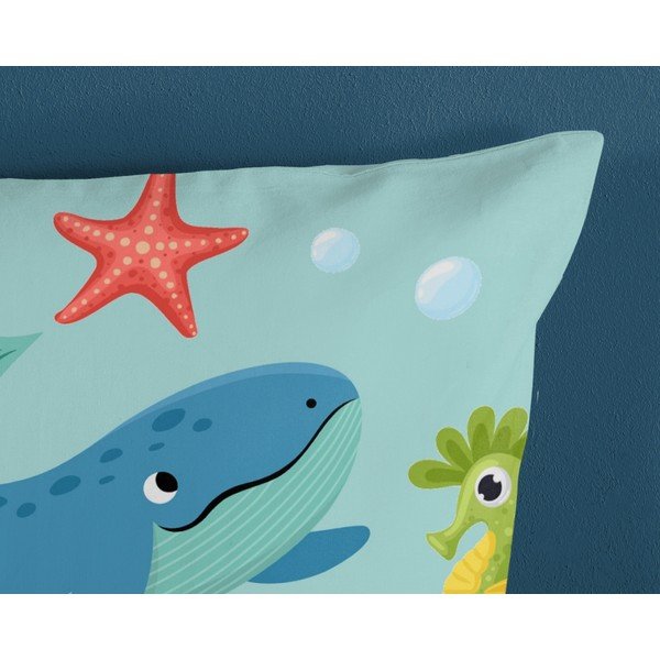 Plava pamučna dječja posteljina za krevet za jednu osobu 140x200 cm Ocean – Good Morning-image-3