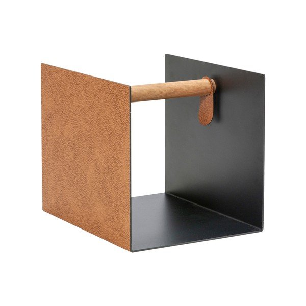 Crna/u prirodnoj boji dekorativna metalna/od eko kože kutija za pohranu 32x38x31 cm Bull – LIND DNA