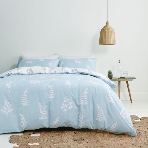 Bijelo-plava posteljina od egipatskog pamuka Bianca Meadow Flowers, 200 x 200 cm-image-2