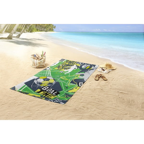 Zeleni ručnik za plažu od samta za djecu 75x150 cm Goaltime – Good Morning-image-1