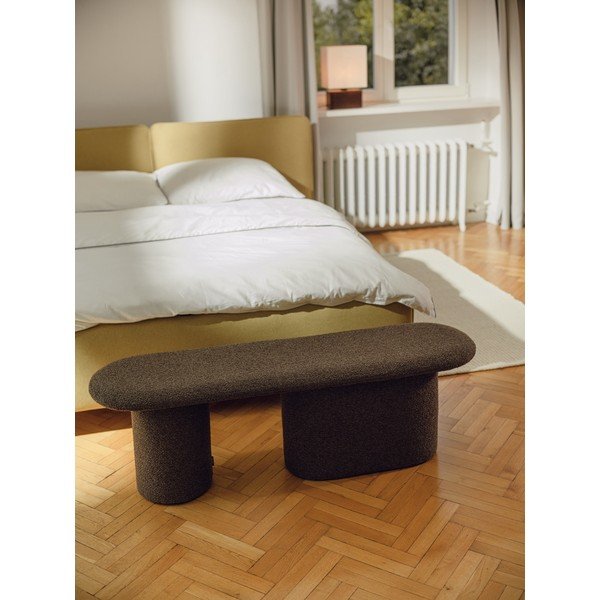 Smeđa podstavljena klupa od bouclé tkanine Rull – noo.ma-image-3