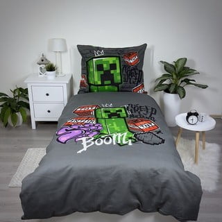Pamučna dječja posteljina za krevet za jednu osobu 140x200 cm Minecraft Metro Art – Jerry Fabrics