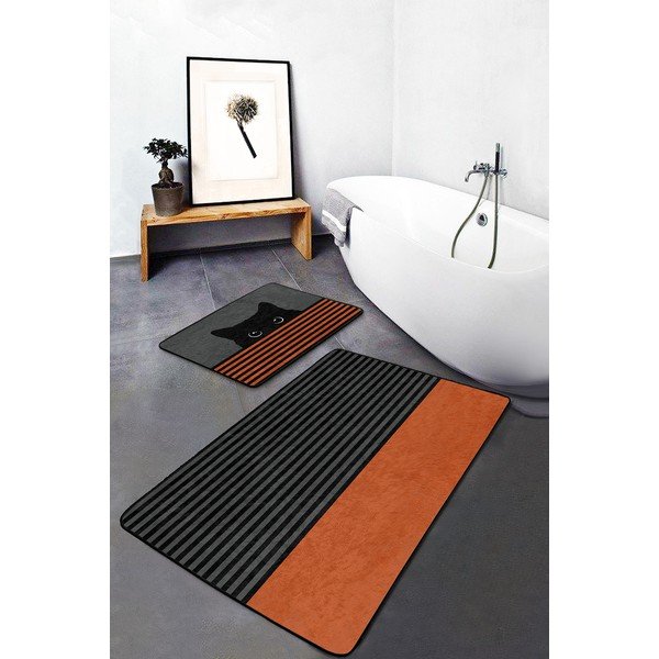 Crno-narančaste kupaonske prostirke u setu od 2 kom 60x100 cm - Mila Home-image-3