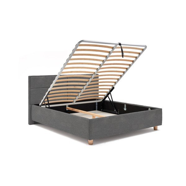 Svijetlosivi bračni krevet s letvicama i prostorom za odlaganje ProSpánek Grace, 160 x 200 cm-image-4