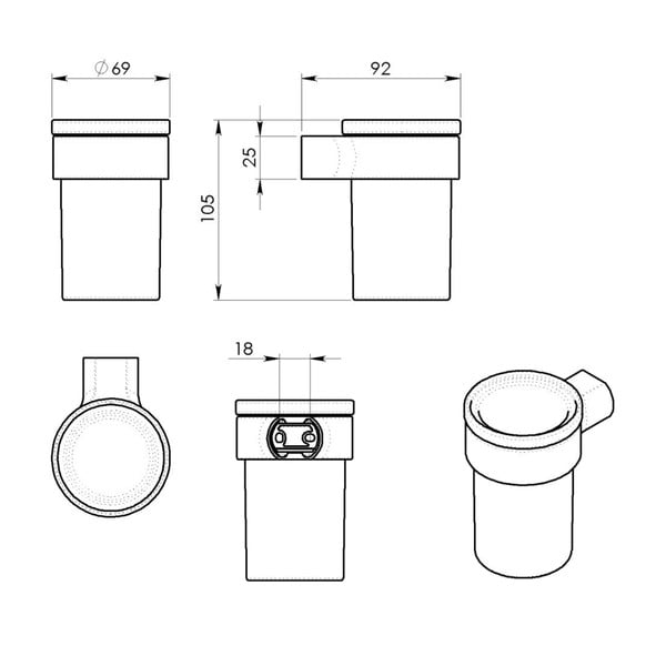 Bijela/u zlatnoj boji staklena zidna čaša za četkice za zube Gedy Pirenei – Sapho-image-2