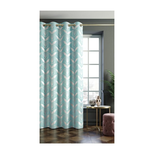 Tirkizno plava zavjesa AmeliaHome Floris, 140 x 250 cm-image-1