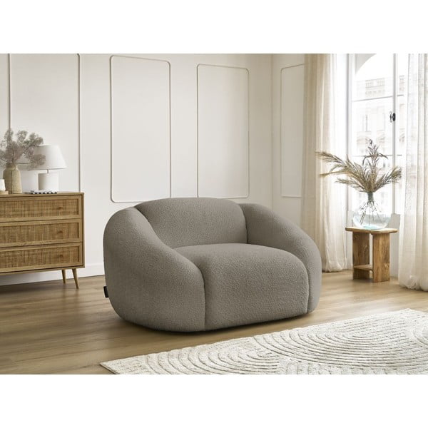 Siva/smeđa fotelja od bouclé tkanine Tina – Bobochic Paris-image-4