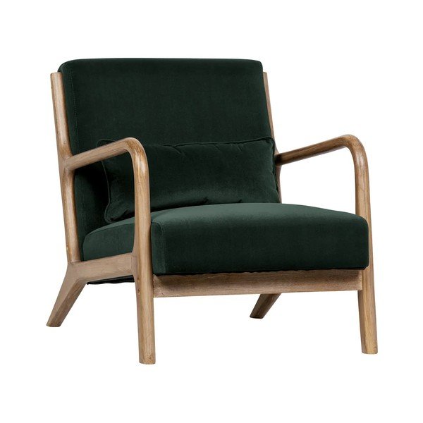 Tamnozelena baršunasta fotelja WOOOD Mark