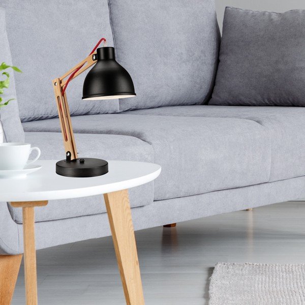 Crna/smeđa stolna lampa s metalnim sjenilom (visina 44 cm) Marcello – LAMKUR-image-1