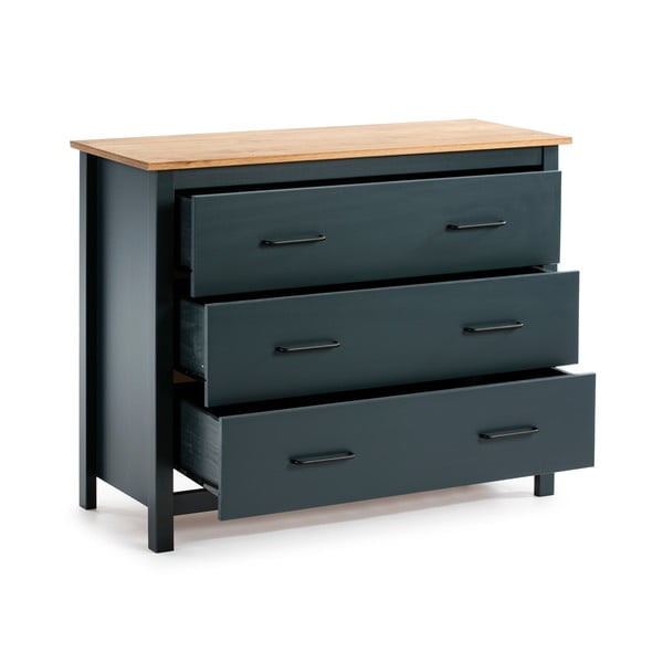 Tamno plava niska komoda od masivnog bora 100x80 cm Miranda – Marckeric-image-3