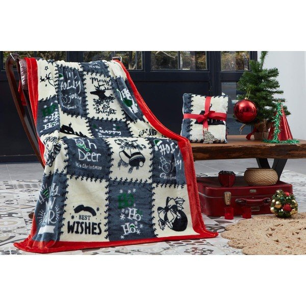 Plava deka s božićnim motivom od mikropliša 100x170 cm – Mila Home