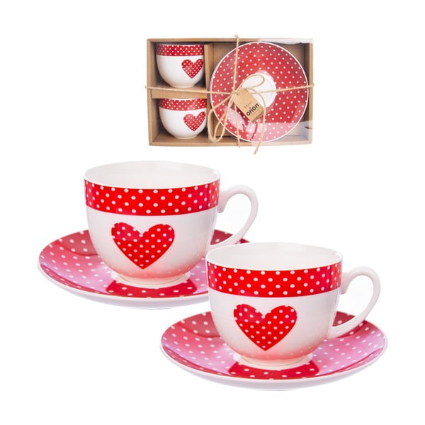 Crvene porculanske šalice u setu od 2 kom 280 ml - Orion-image-1