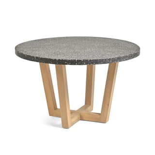 Tamnosivi vrtni stol s kamenom pločom Kave Home Shanelle, ø 120 cm