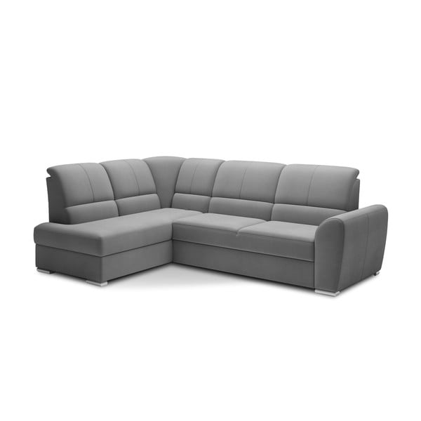 Siva baršunasti sklopiva/s prostorom za odlaganje kutna garnitura (s lijevim kutom/u obliku slova L) Siber – ELTAP-image-2