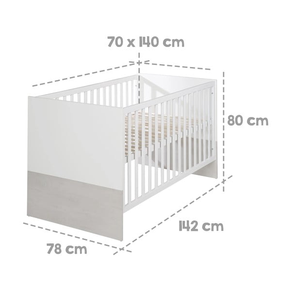 Bijeli/svijetlo sivi dječji krevet 70x140 cm Julia – Roba-image-2