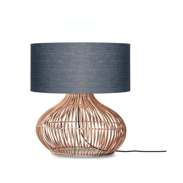 Tamno siva/u prirodnoj boji stolna lampa s tekstilnim sjenilom (visina 60 cm) Kalahari – Good&Mojo