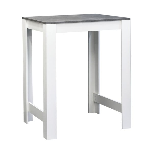 Bijeli barski stol s pločom u betonskom dekoru Symbiosis Sulens, širine 70 cm