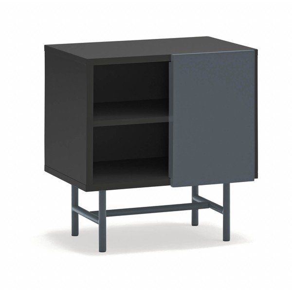 Crni/antracitno sivi noćni ormarić u mat dekoru s policama Nube – Teulat-image-2