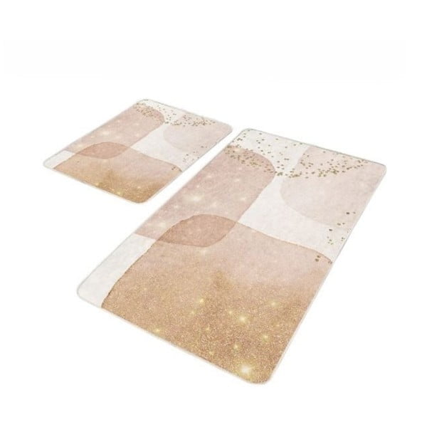 Bež od samta kupaonske prostirke u setu 2 kom 60x100 cm – Mila Home