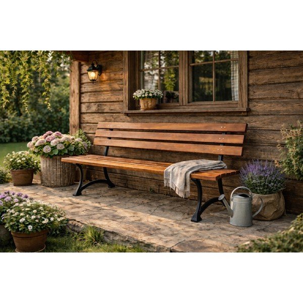 Vrtna klupa od masivnog drveta u prirodnoj boji – Rojaplast-image-4