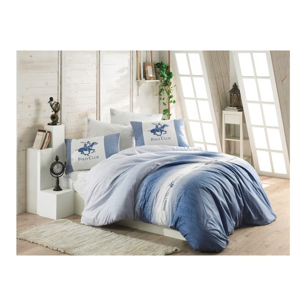Plava pamučna posteljina za krevet za jednu osobu BHPC Marsa, 140 x 200 cm